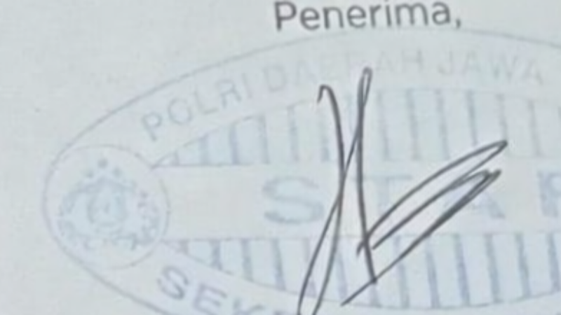 Surat penerimaan dari POLDA JATIM